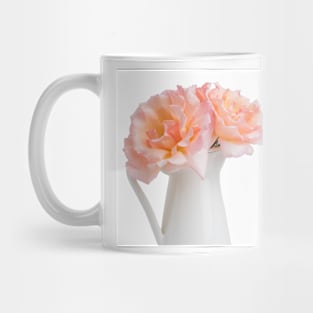 Fresh bunch of pink roses flowers in the jar, isolated on white background Mug